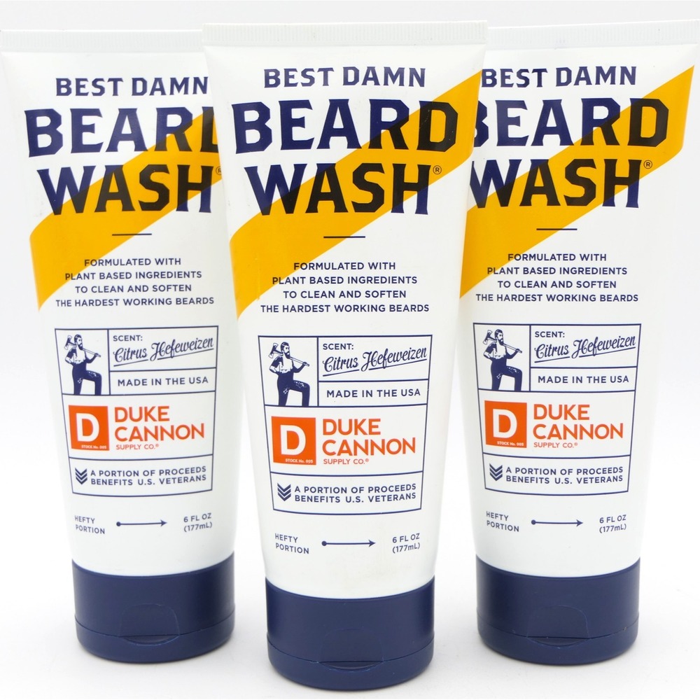 Duke Cannon Best Damn Beard Wash For Men Citrus Hefeweizen Scent 3 Pack 6 oz Ea